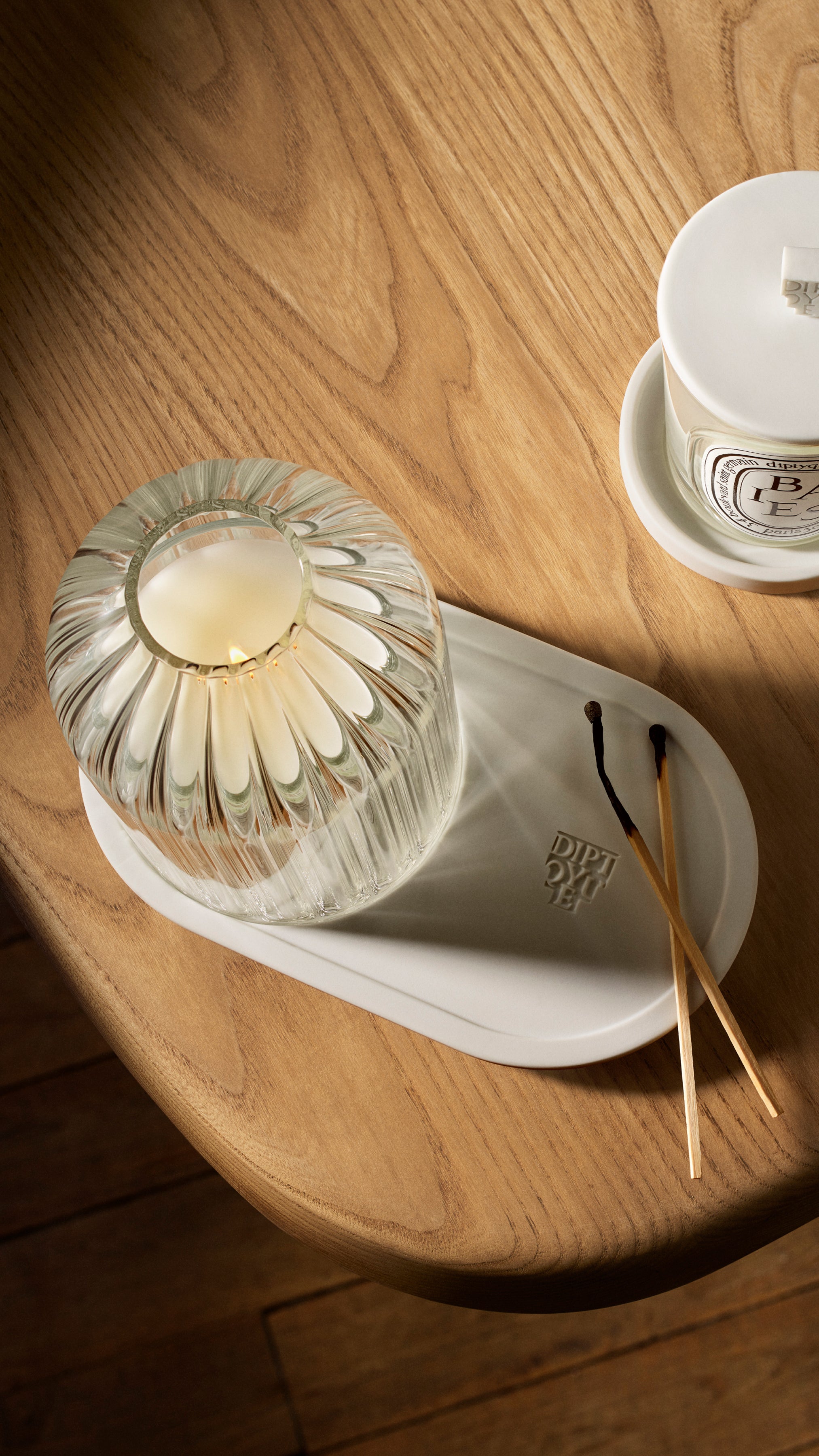 化粧小物( #Diptyque #Laboratorio #TAMBURINS) Ribbed Holder with Oval Tray | Diptyque Paris