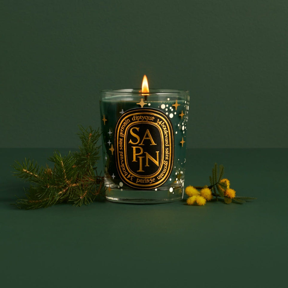 Sapin (Pine Tree) - Classic candle with golden lid