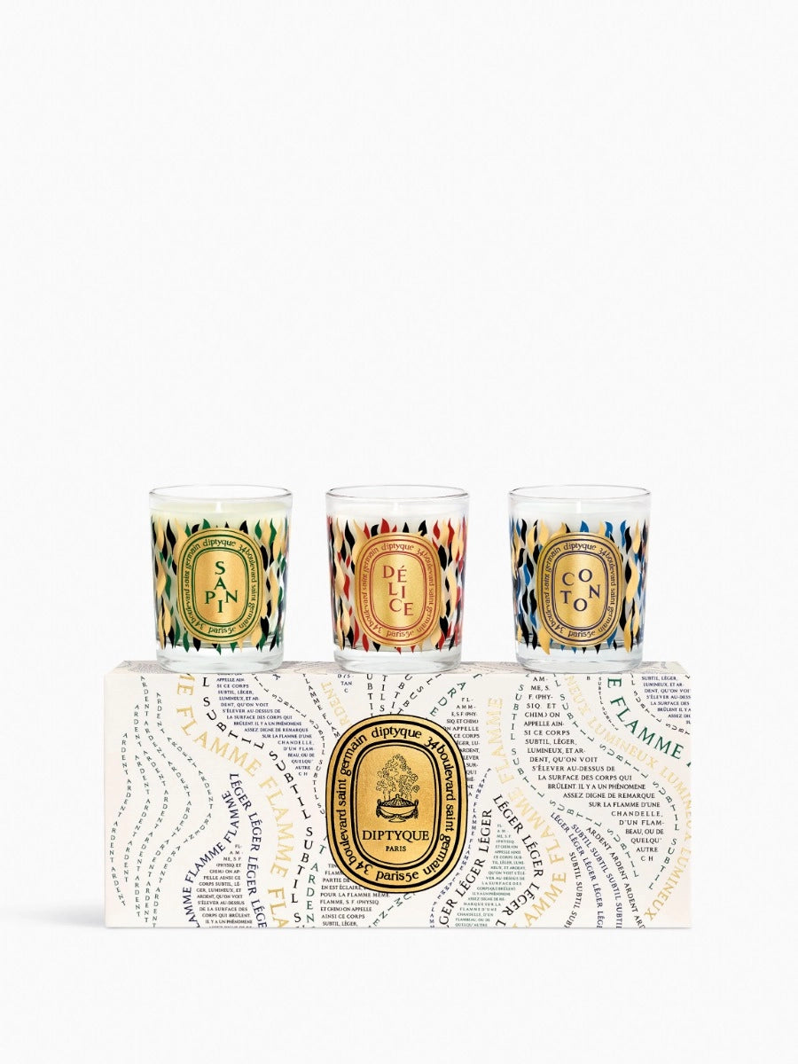 Pine Tree, Delight, Cotton - Set of 3 small holiday candles