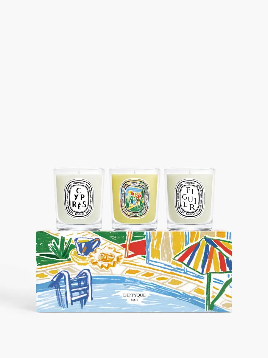 Figuier (Fig Tree), Cyprès (Cypress), Citronnelle (Lemongrass) - Set of 3 Small Candles