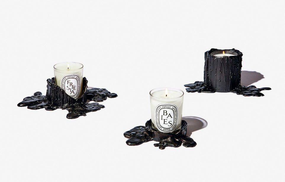 Small black bronze candle holder - For classic candles